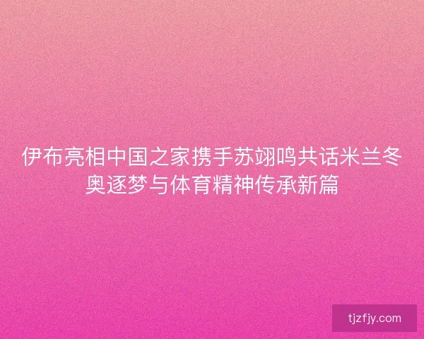 伊布亮相中国之家携手苏翊鸣共话米兰冬奥逐梦与体育精神传承新篇