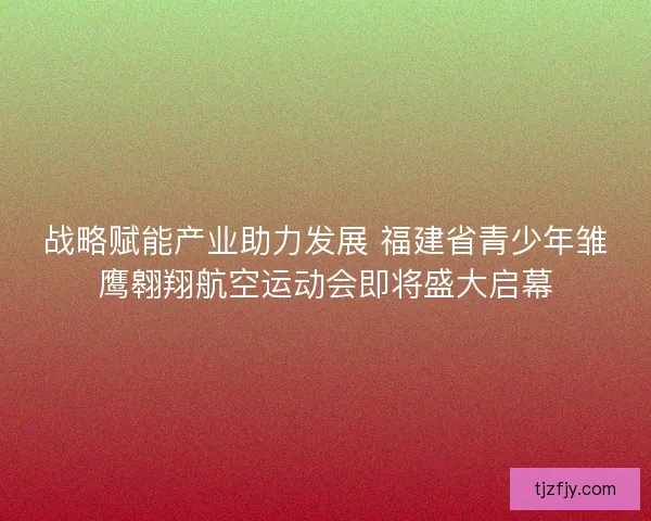 战略赋能产业助力发展 福建省青少年雏鹰翱翔航空运动会即将盛大启幕 战略赋能产业助力发展 福建省青少年雏鹰翱翔航空运动会即将盛大启幕